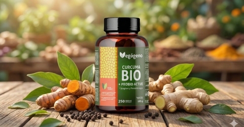 Cúrcuma con jengibre y pimienta negra Bio con probióticos y prebióticos, la fórmula avanzada de VEGAGENO