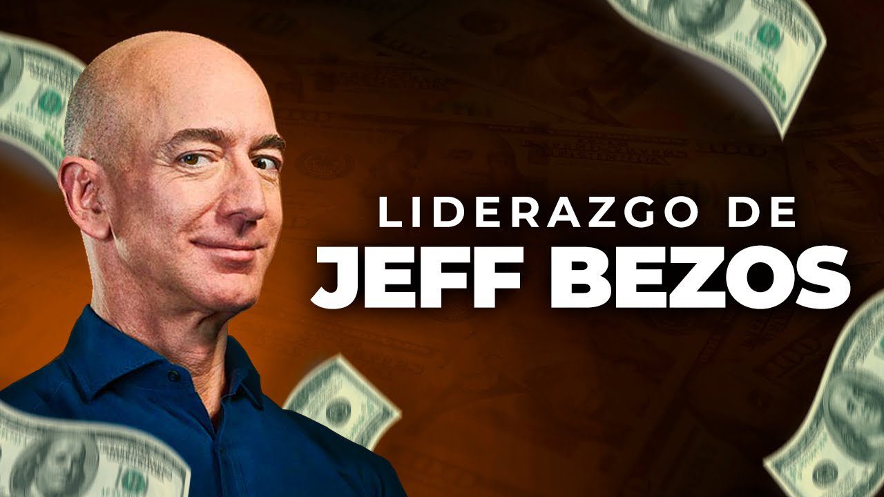 Que-consejos-compartio-Jeff-Bezos-sobre-liderazgo-y-toma-de-decisiones | Diario-ABC.Com Smiling bald man in a blue shirt with dollar bills fluttering around him on a brown background, suggesting a video about leadership and wealth.
